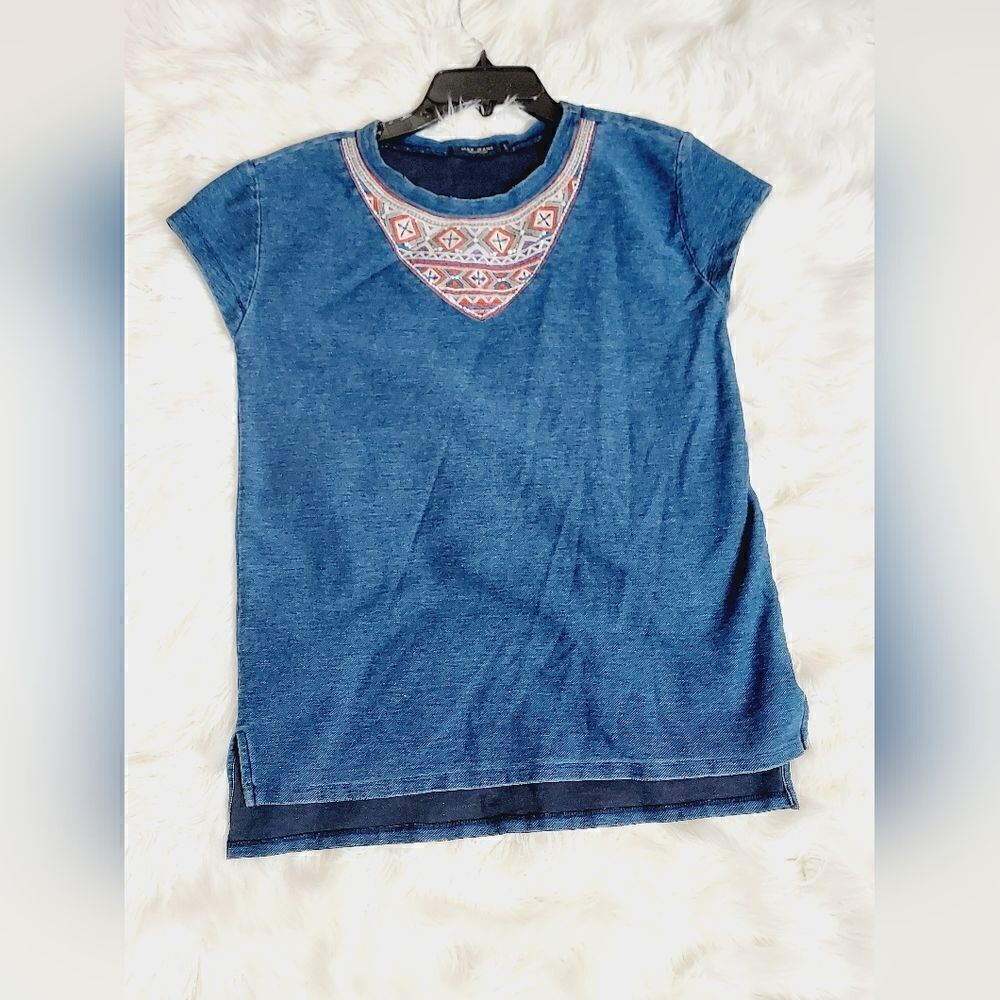 Max Jeans Blue Denim short sleeve top‎ Sz XS